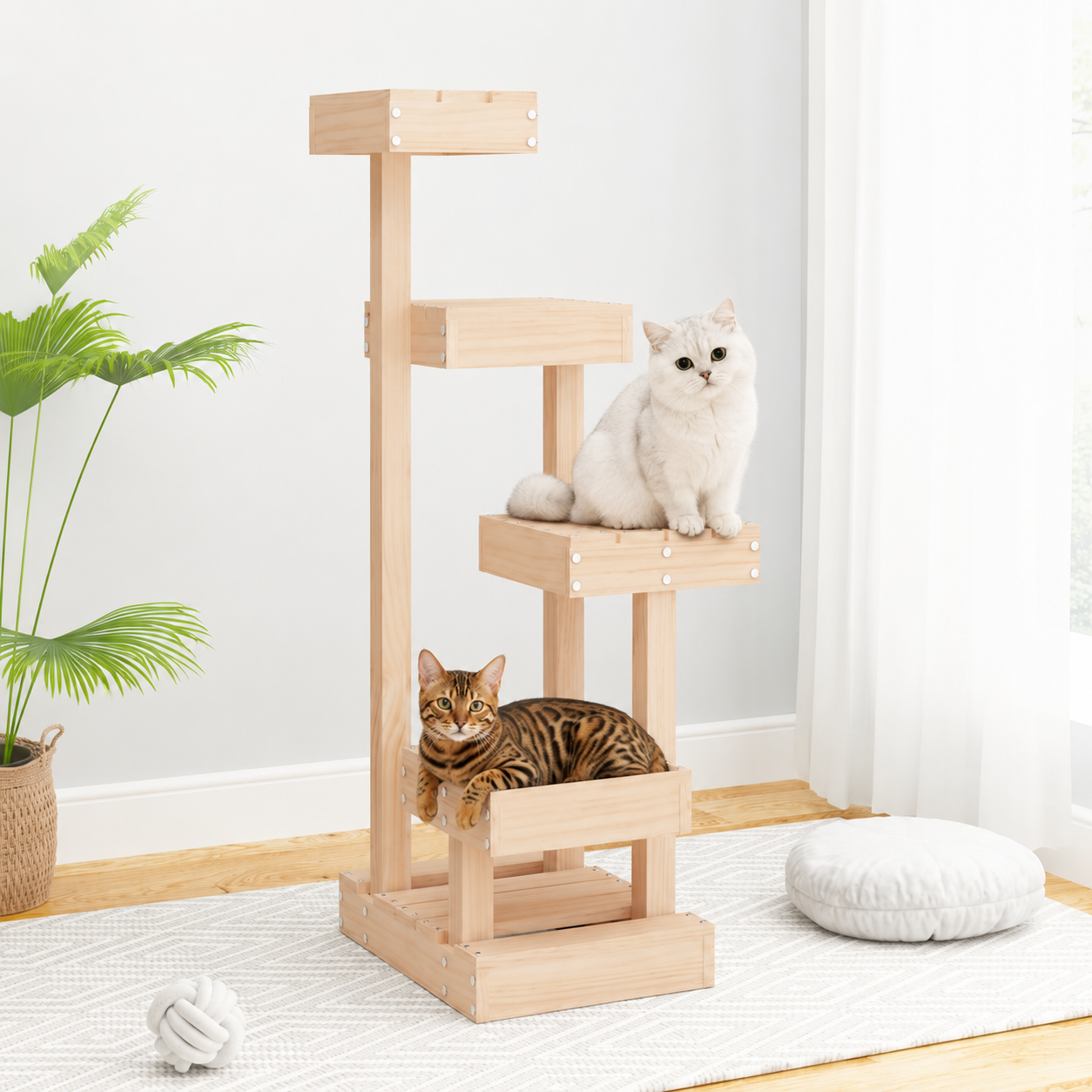 Katzenbaum aus massivem Kiefernholz