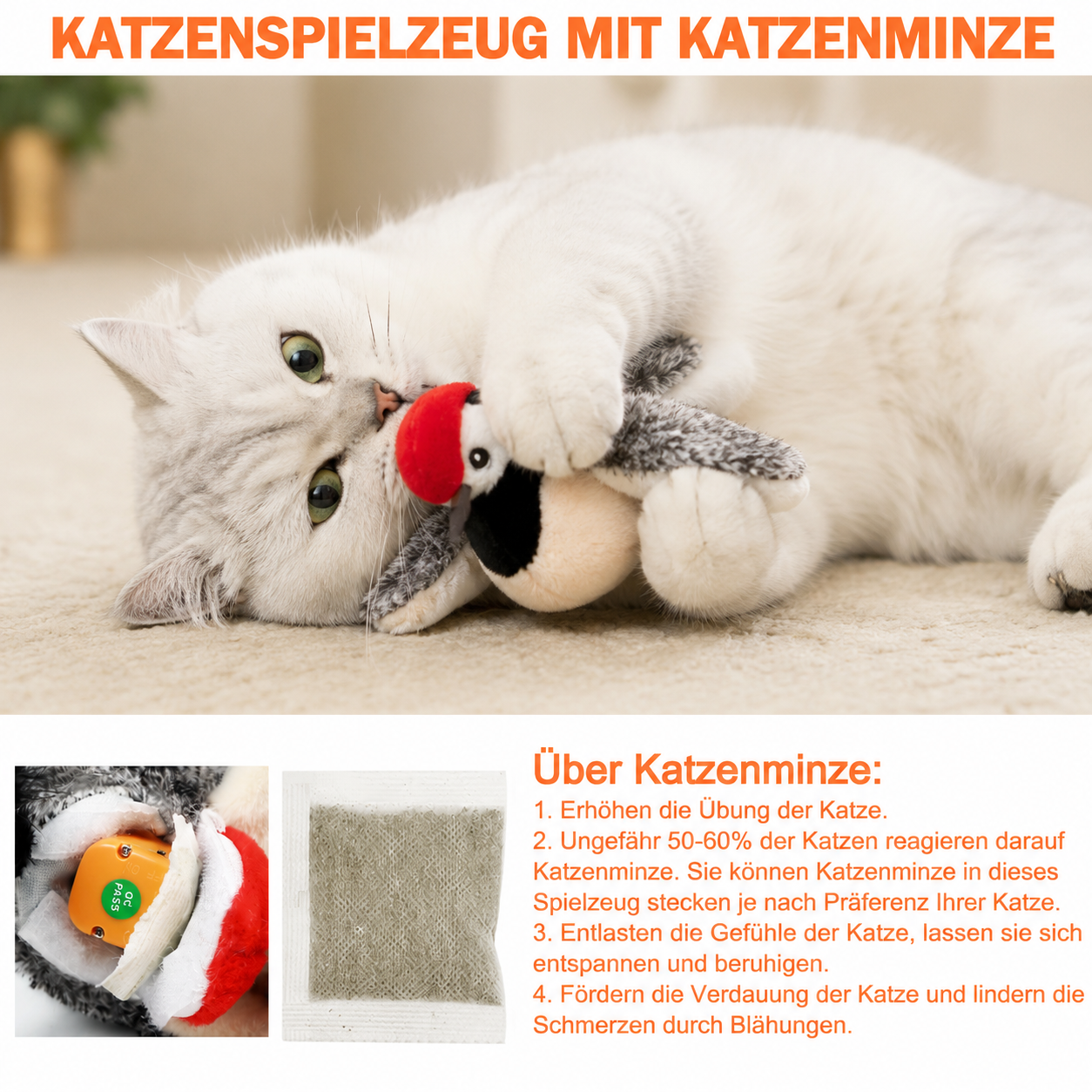 Elektrischer Flattervogel – Interaktives Katzenspielzeug mit Katzenminze