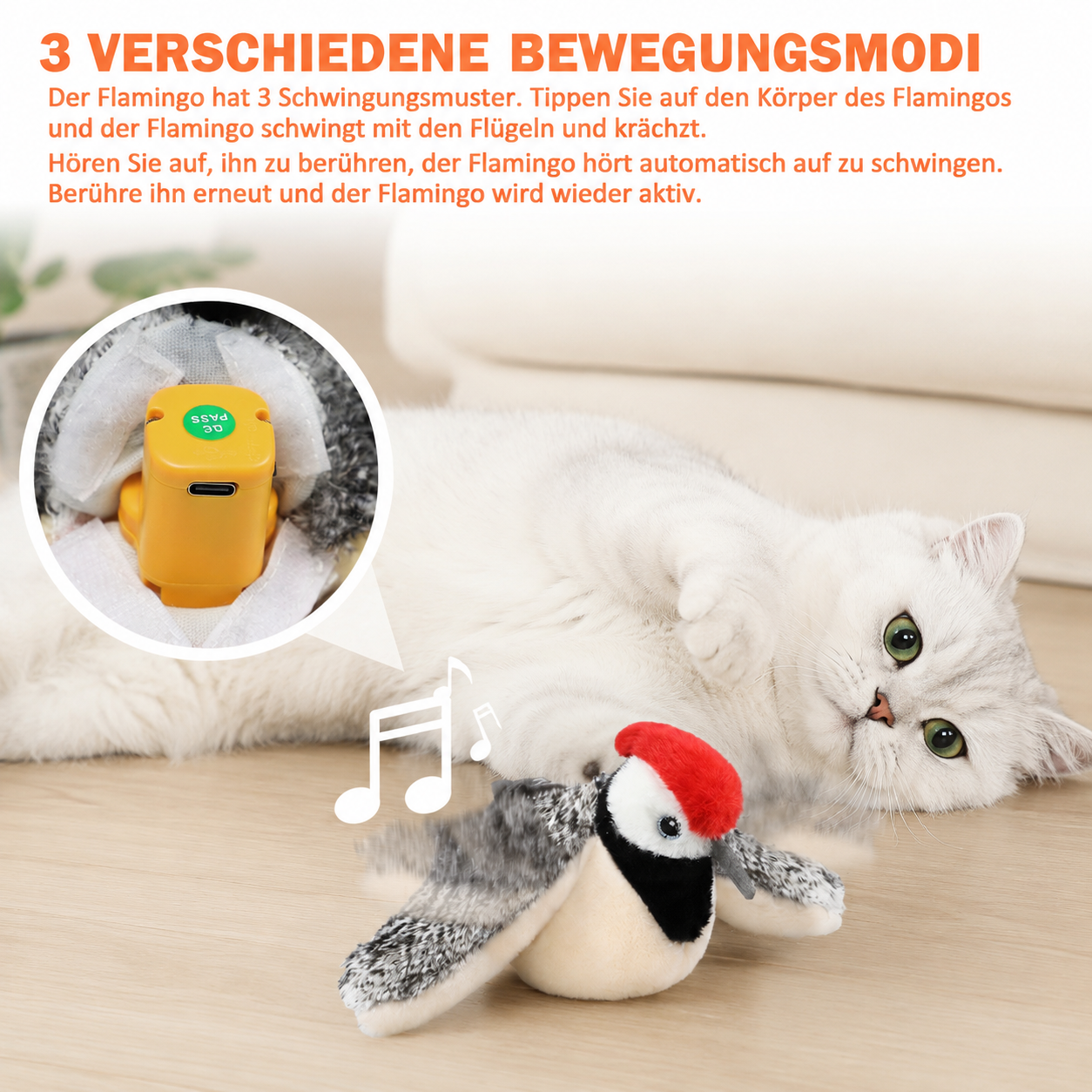 Elektrischer Flattervogel – Interaktives Katzenspielzeug mit Katzenminze