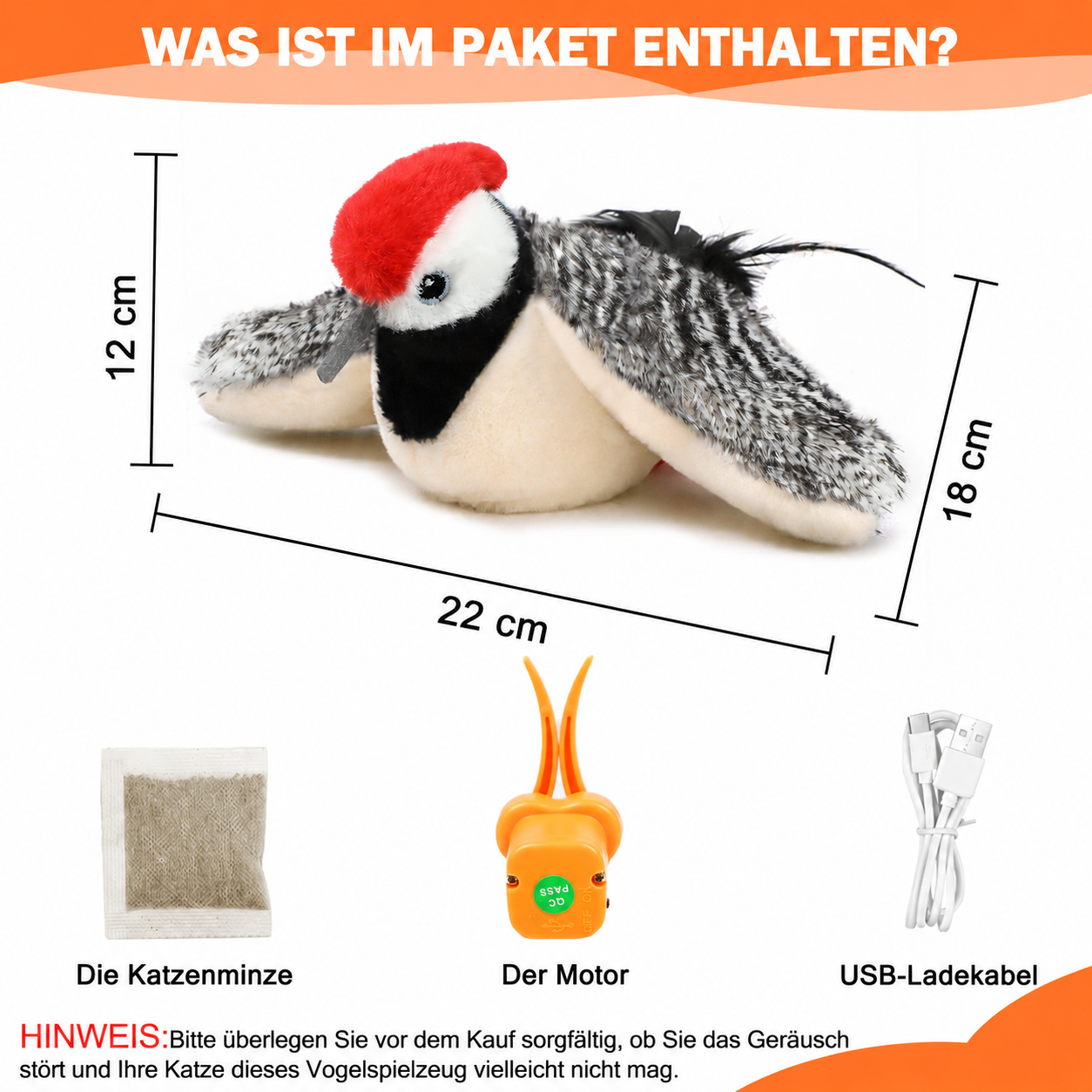 Elektrischer Flattervogel – Interaktives Katzenspielzeug mit Katzenminze